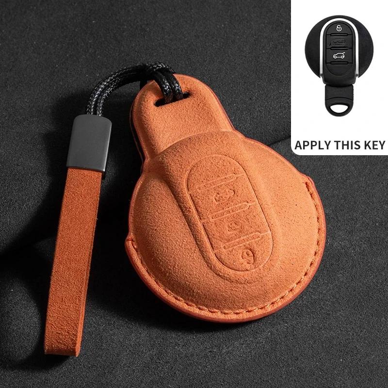 

Leather Car Remote Key Case Cover Shell for BMW Mini Cooper JCW F54 F55 F56 F57 F60 Clubman Countryman Auto Key Fob Keychain