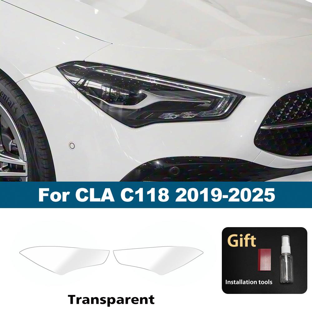 For Mercedes Benz CLA/CLE/CLS TPU Car Headlight Protective Film Smoke Black Gloss Pre-Cut PPF Anti-Scratch Vinyl Wrap Cover Kit