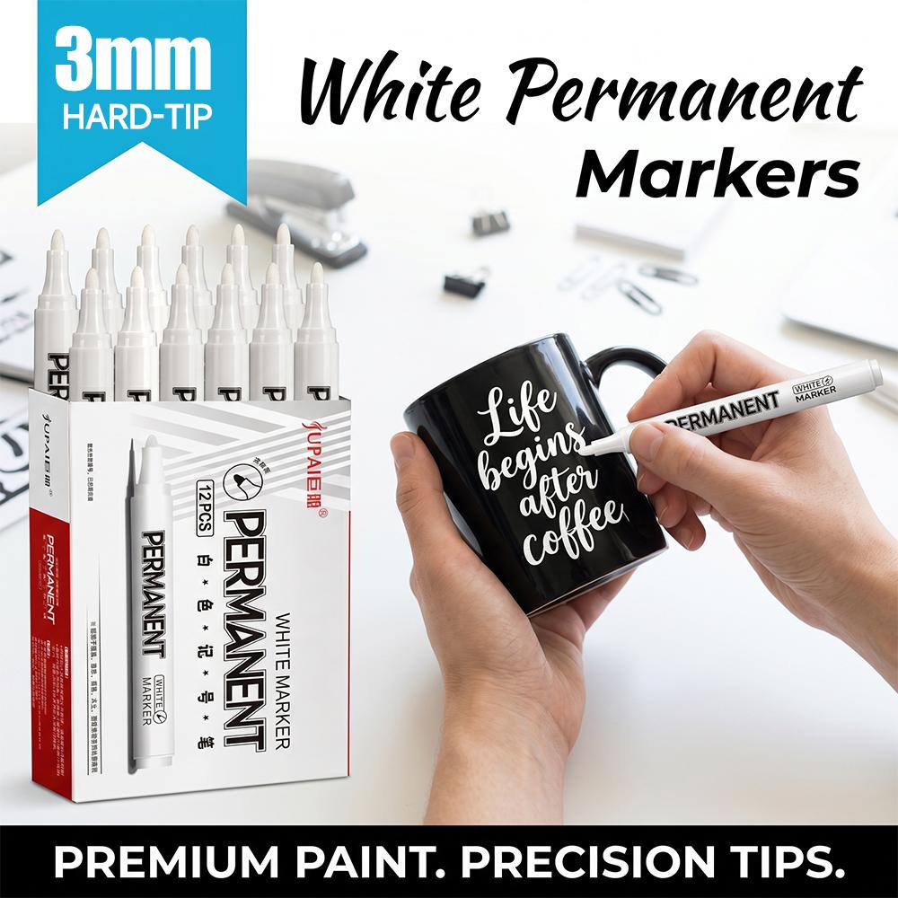 2/3/5/8/10/12 Pcs White Permanent Paint Markers Waterproof Fade-Resistant Quick Dry Tire Ceramic Fabric Art Industrial Marking