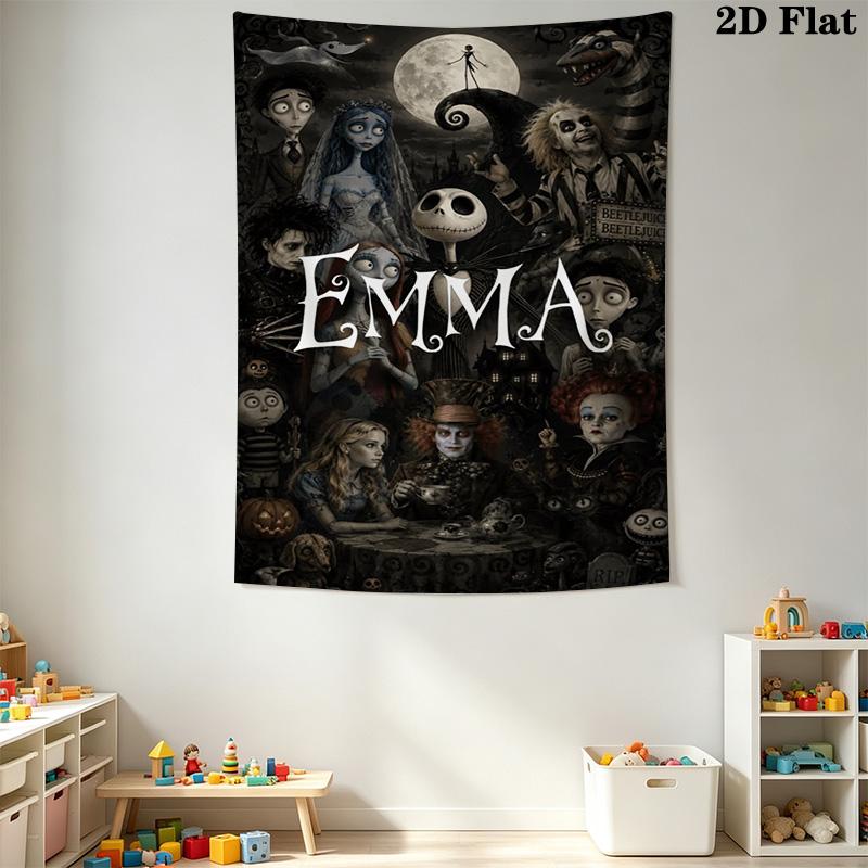 Nightmare Before Emma'S Adventure Tapestry Background Cloth Fashion Print Background Cloth Wall Decoration Christmas Gift
