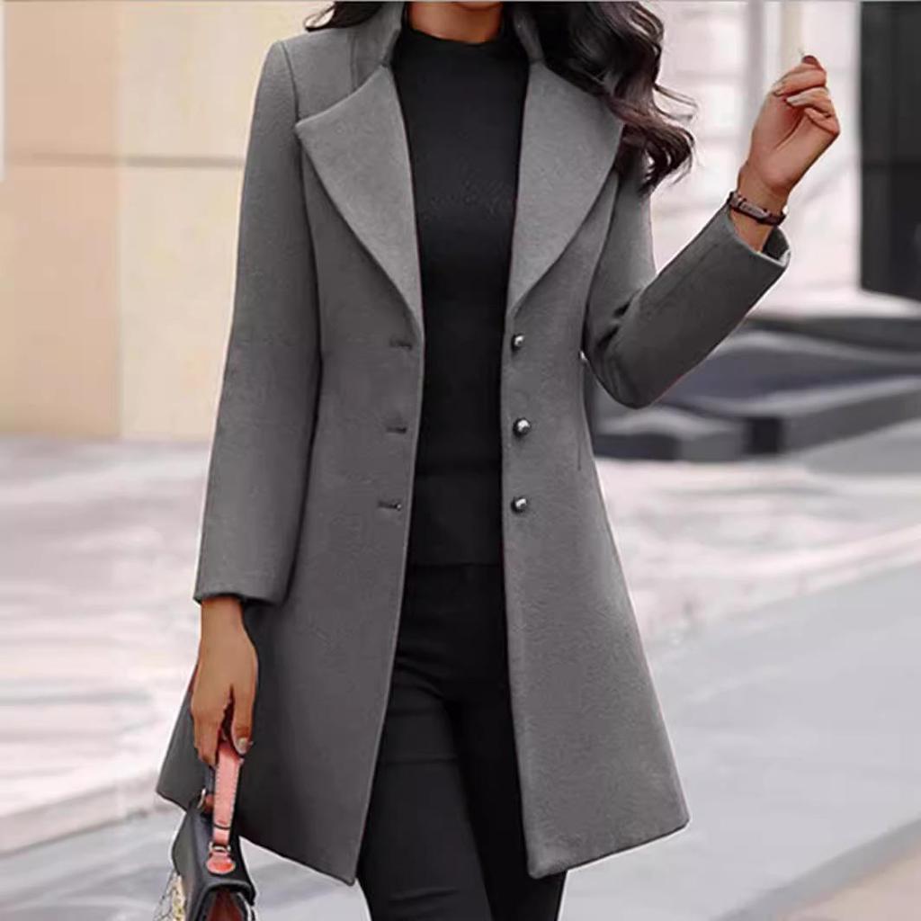 Women's Mid-Length Korean Style Slim Fit Woolen Winter Coat