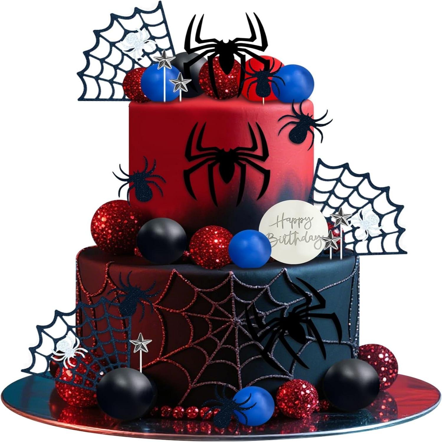

Павук Топпер для торта з кульками павутини зірками для хлопчиків чоловіків на день народження дитячий душ приладдя