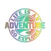 LYKX Life Is An Adventure Window Glass Camping RV Off-road Adventure Motorcycle Personalized Latte Art Decorative Car Sticker