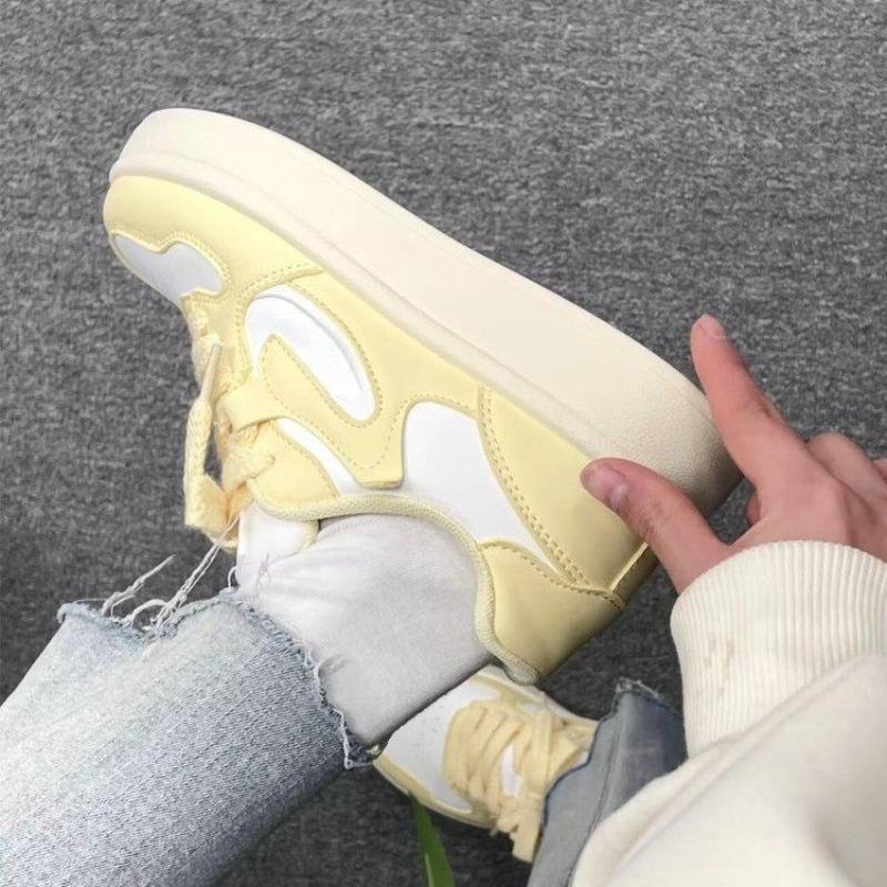 Milk yellow women's shoes casual board shoes platform women's shoes little white shoes trendy niche spring and summer student new models