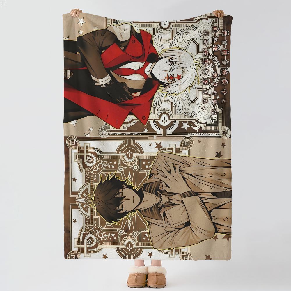 anime D-D Gray man-n Throw Thick Comfort Flannel Quilt, Multi-scene Use Indoor Outdoor Daily Nap