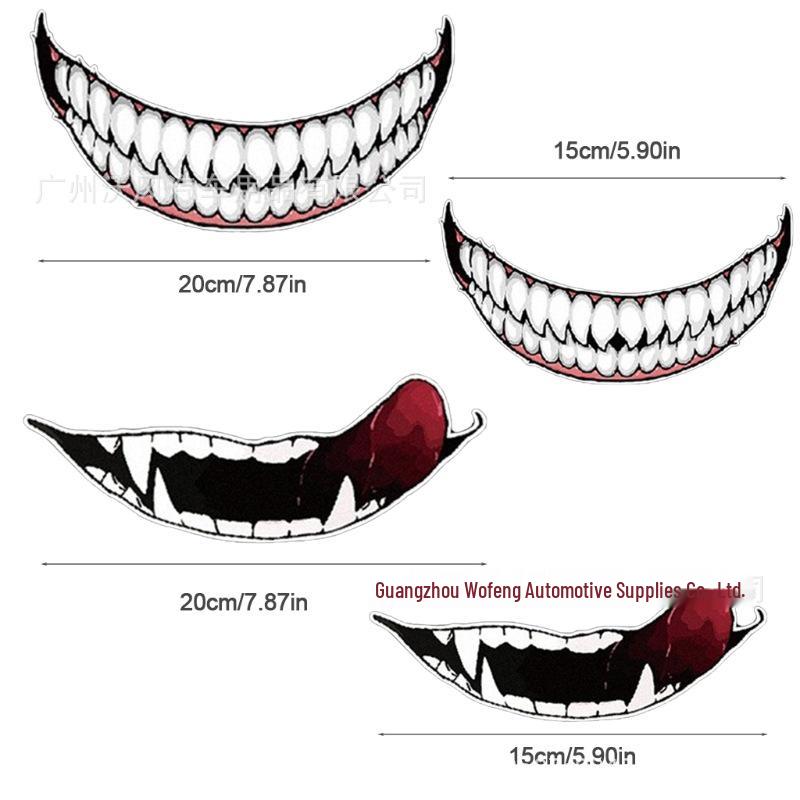 Reflective Evil Teeth Motorcycle Helmet Decals - Dark Personality Stickers P159