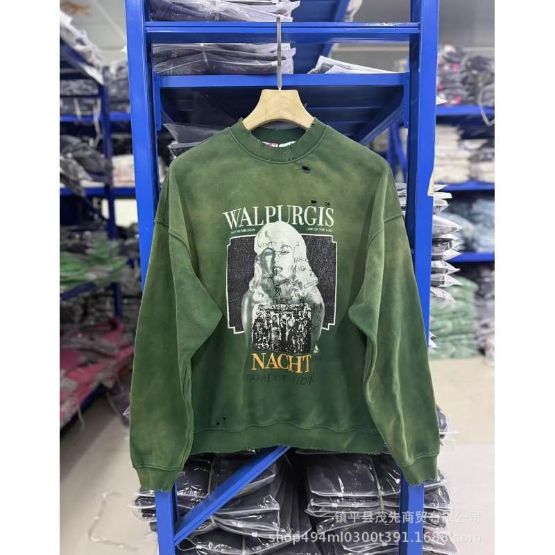 Paly Hollywood FW26 Knit Terry Hooded Sweatshirt Vintage Washed Distressed Loose Fit