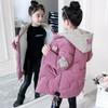 Girls' Mid-Length Cotton-Padded Jacket  Winter—Thickened Casual Outerwear for Kids