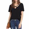 Verão V-neck Strap manga curta Casual Sexy T-shirt Top Feminino