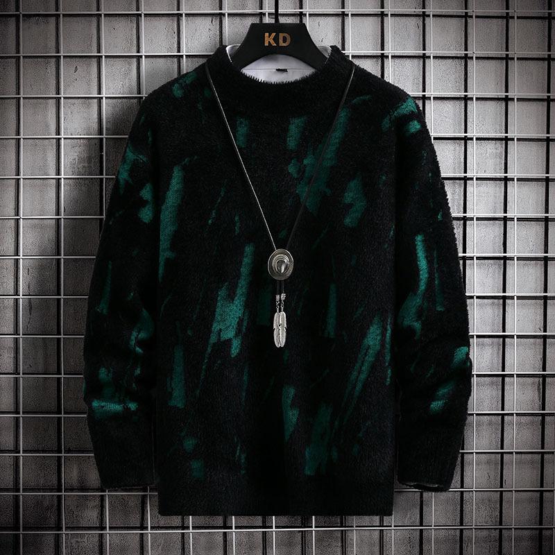 

Горячая Распродажа, Мужской Модный Свитер с Полугорлом с Граффити, Вязаный из Шерсти, Большого Размера 185/3XL145-165 чёрный