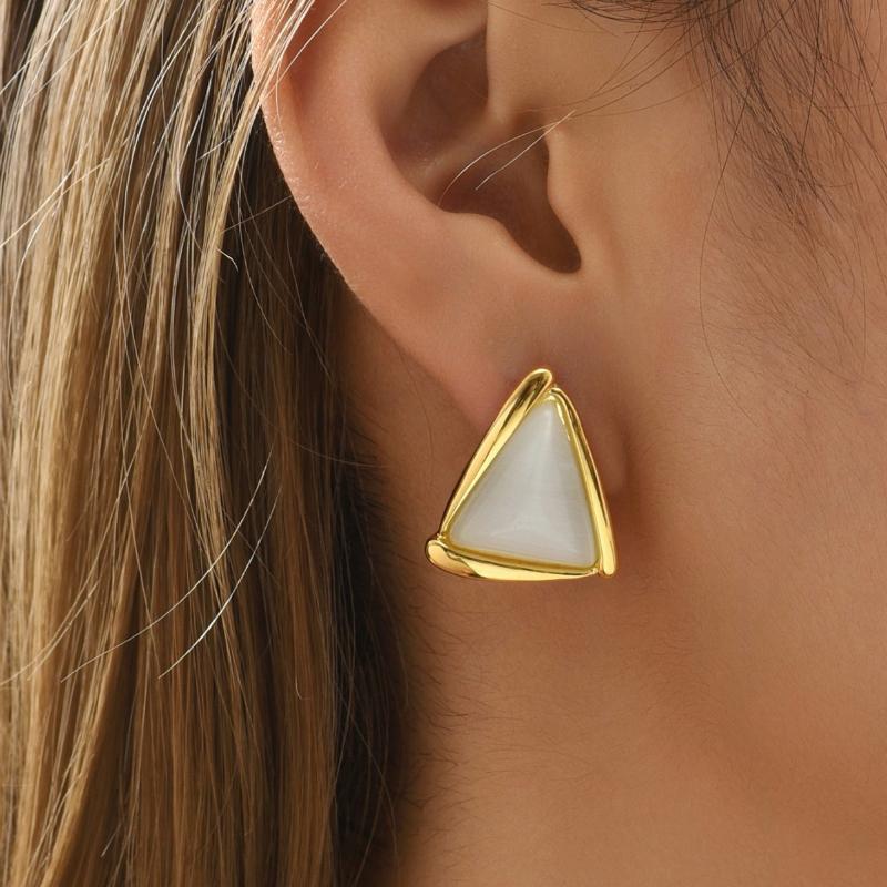 Fashionable Geometric Design, Stylish Earrings, High-end Triangular Cat Eye Earrings