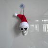 5Pcs Plastic Skeleton Head Halloween Hanging Decoration With Santa Hat For Mantels Door Window Christmas Tree Decoration