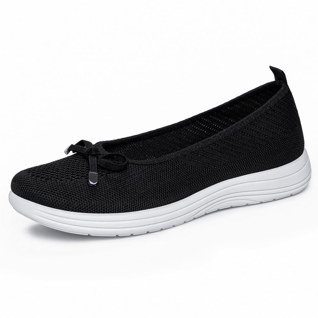 Spring and Summer Mom Shoes, One-piece Soft-soled Women's Single Shoes, Fly-ribbed Breathable Outdoor Walking Shoes, Casual Shoes