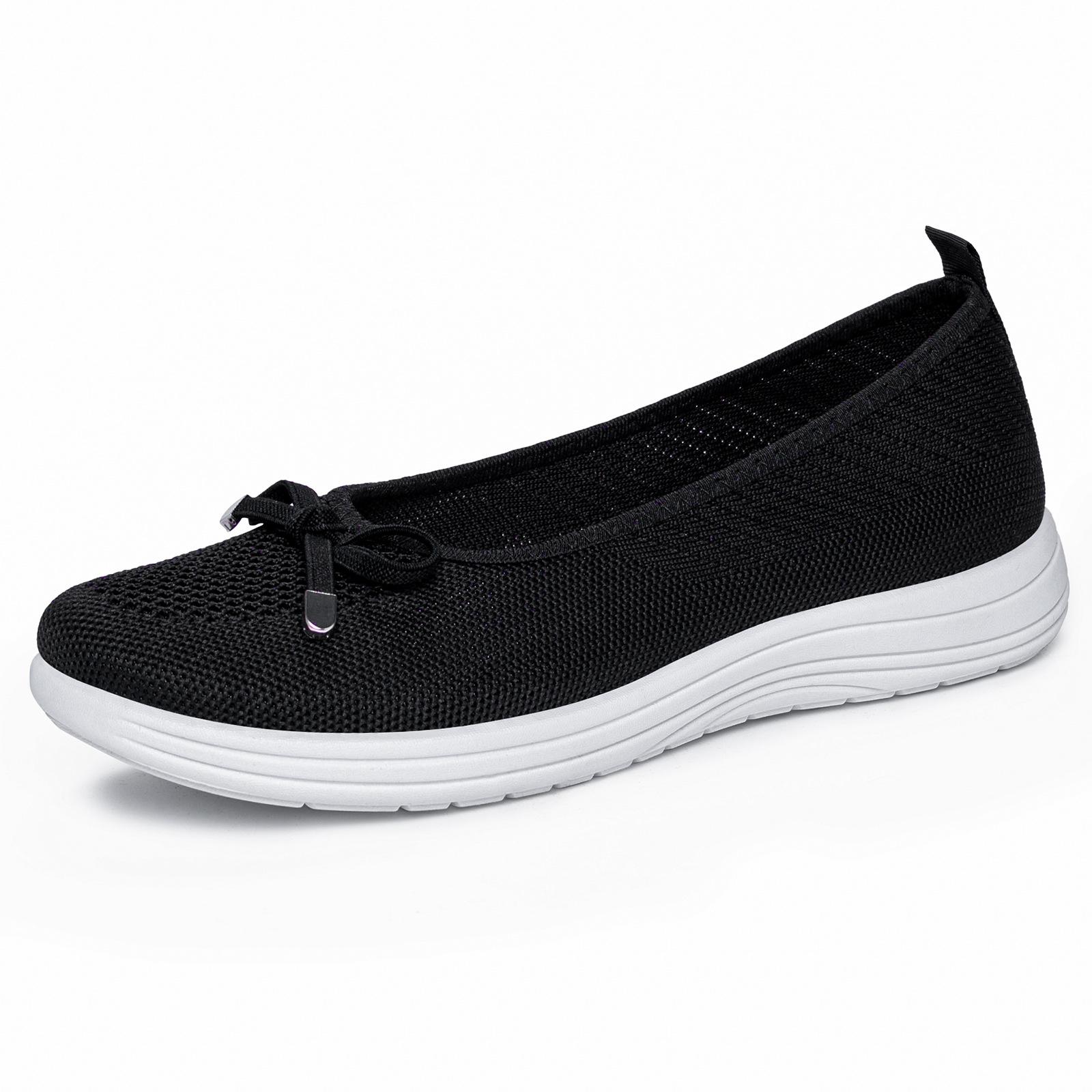 

Women s Solid-Color Breathable Sneakers: Soft-Soled, Lightweight Slip-On Walking Shoes with Non-Slip Low-Top Knit Casual Design 36 чёрный