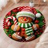 Retro Castle Steam Train Circle Carpet Christmas Gnome Round Area Rug Non Slip Washable Festive Home Bedroom Floor Decor