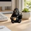 Sculture Animali da Scrivania Compatte Media?Figurina Ippopotamo con Tazza da Caffè, Statuetta Divertente in Resina, Ornamenti Minimalisti Originali per Scrivania per