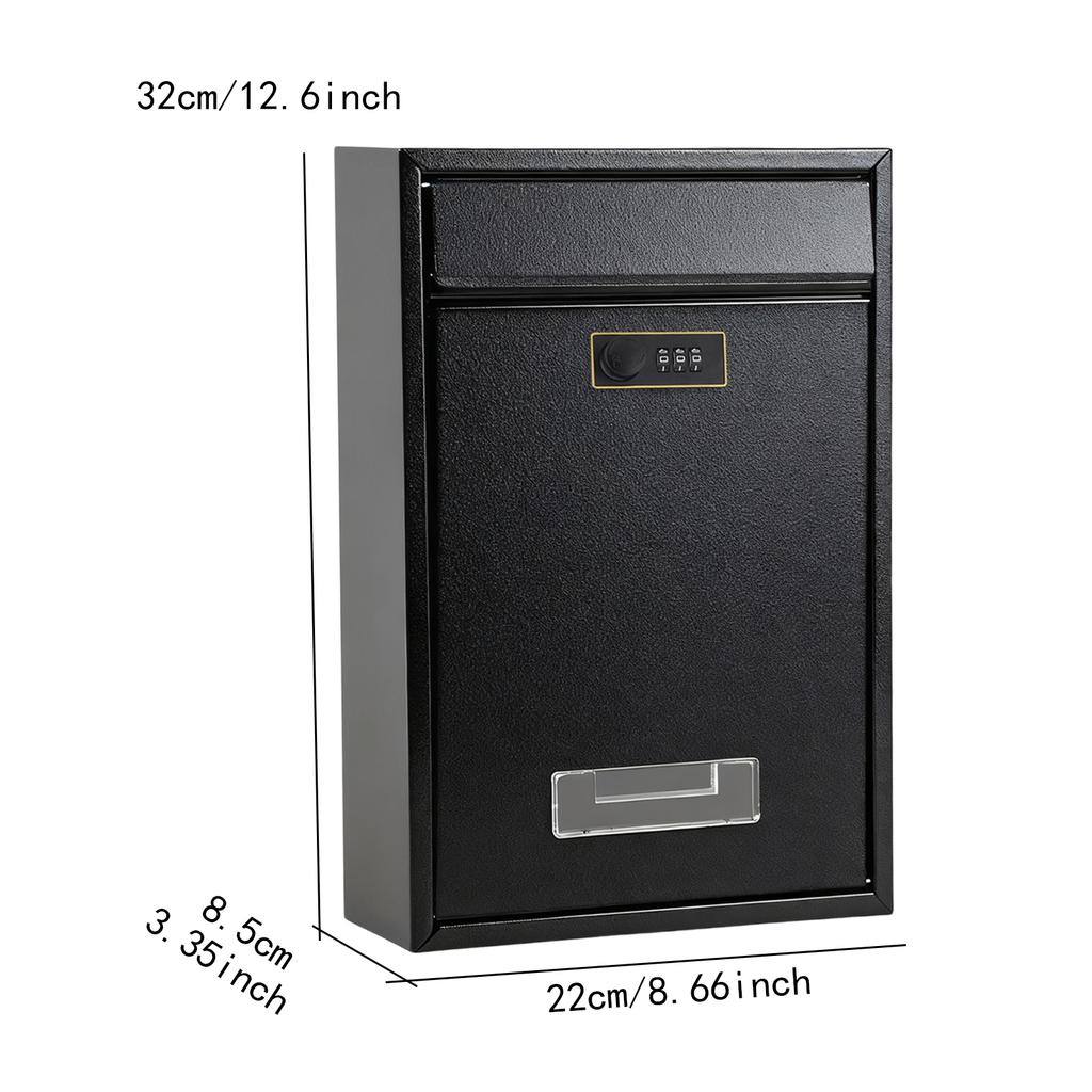 Large Capacity Locking Mailbox, Wall Mount Outdoor Metal Mail Box with 2 Keys, Waterproof Secure Postbox for Home Gate