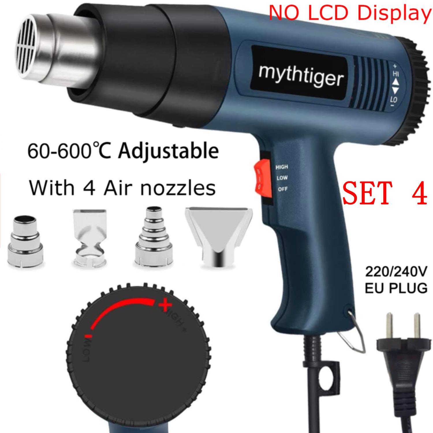 

220 В, вилка европейского стандарта, высококачественная портативная тепловая пушка, нагревательный пистолет с переменной температурой, комплект для быстрого нагрева для термоусадочной пленки, нагревательный фен чёрный/синий