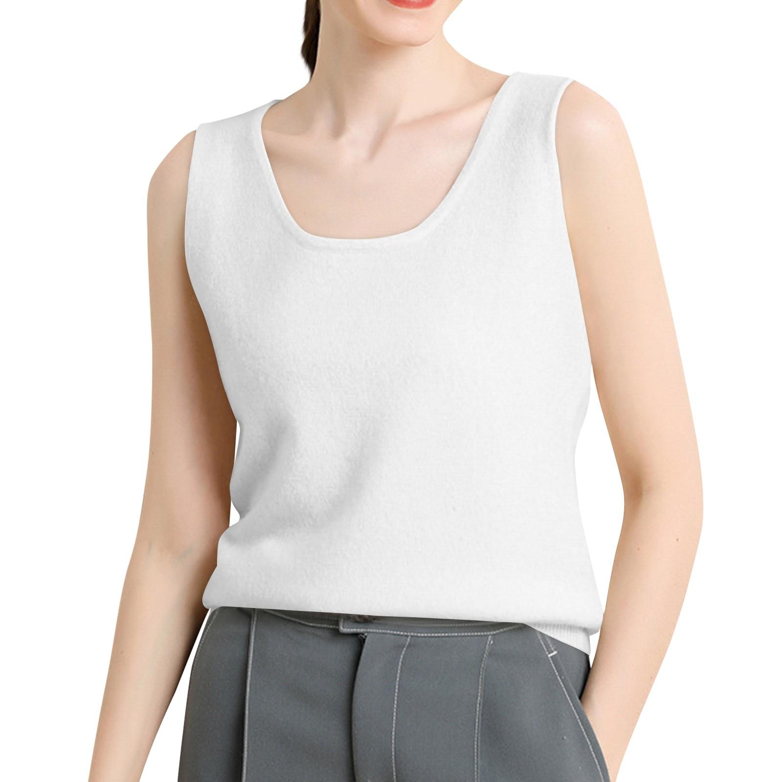 

Женская мода жилет без рукавов трикотажная основа свободный жилет топ XL белый