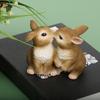 Easter Bunny Figurine Resin Kissing Bunny Sulpture Small Cute Rabbit Statue Collectible Ornaments for Home