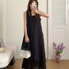 Temperament French Polka Dot Splicing Irregular Splicing Dress *** Summer Design Sleeveless Long Dress Women