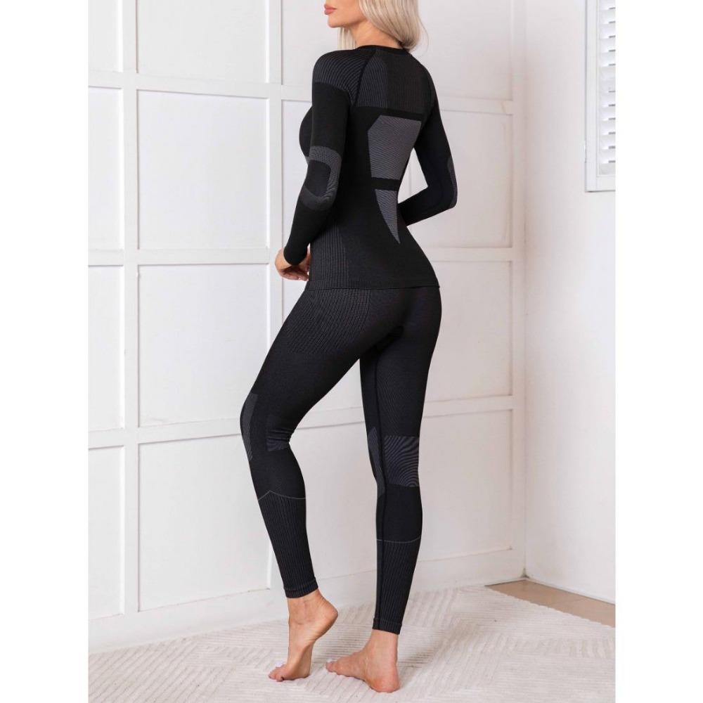 CHARMLEAKS Conjunto de Roupa Interior Térmica para Mulheres Calças Compridas Sem Costura Quente Camada Base Superior e Inferior Roupa de Esqui para Clima Frio