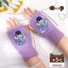 Kpop Women's Fingerless Knitted Gloves - Versatile Warm Plush Autumn/Winter Half-Finger Hand Socks, Solid Color for Students.