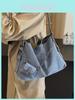 Retro Denim Casual Tote For Women With Large Capacity And Streetwear Design