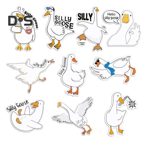 12Pcs Silly Goose Refrigerator Magnet Home Office Kitchen Locker Refrigerator PVC Waterproof Cartoon Animal Magnetic Decoration Ornament