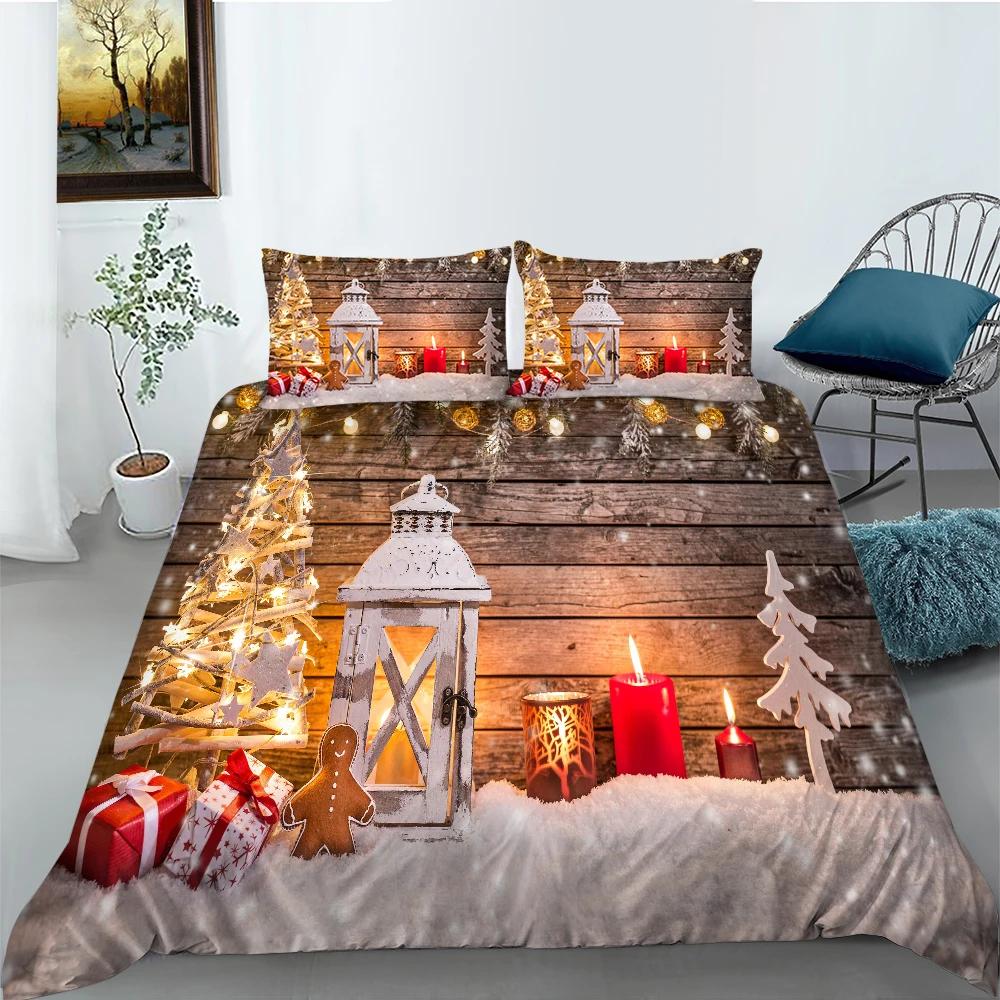 Christmas Stockings Duvet Cover Print Fireplace Polyester For Kids Boy Girl Christmas Present Christmas Element Theme Room Decor