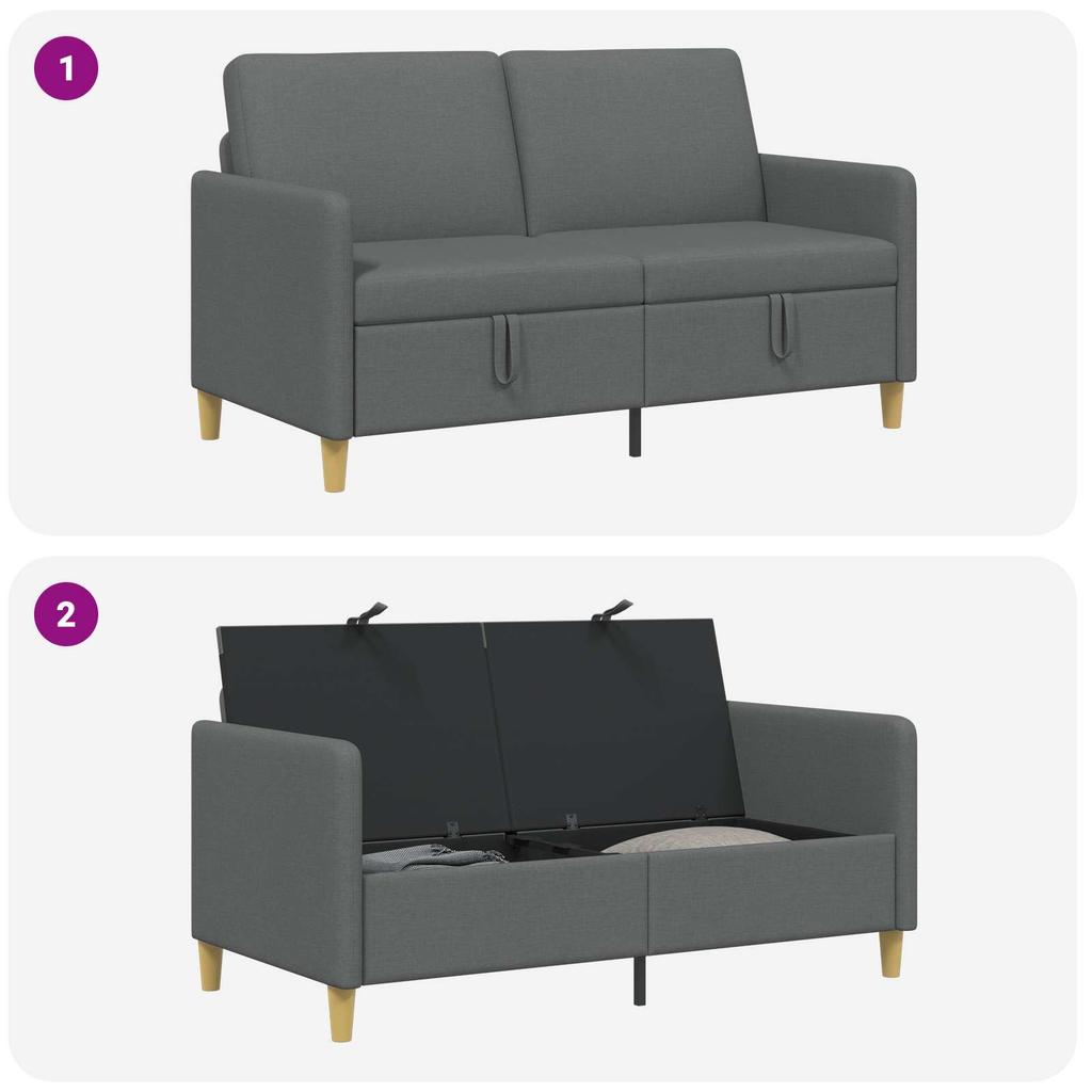 Storage Sofa in Dark Grey 152 x 78 x 87 cm Polyester