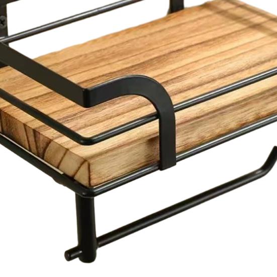 Rustic Farmhouse Toilet Paper Holder with Shelf Strong Load-bearing Tissue Rack Storage Wooden Shelf Bathroom Accessories