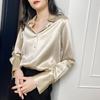 Silk Satin Shirt Ladies Blouse Spring Autumn Tops Women Clothing Button Up Long Sleeve Solid Champagne Grey Shirts