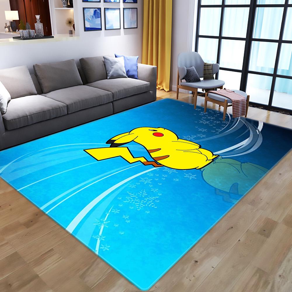 Pikachu Pokémon Cartoon Kids Crystal Velvet Print Floor Mat Absorbent Slip Mat