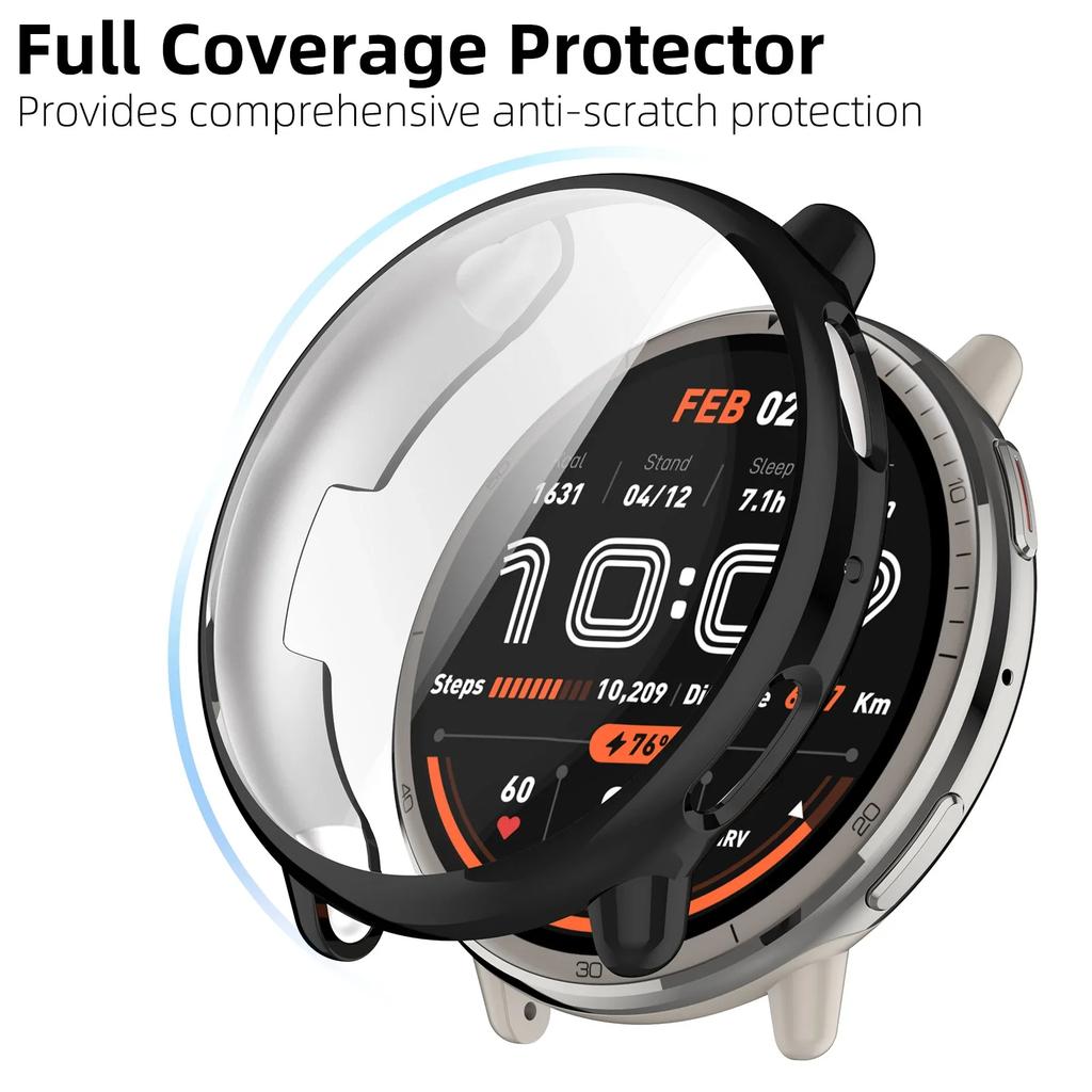 Protector Case For Amazfit Active 2 Full Coverage Tempered Glass Screen Protector For Amazfit Active 2  Bumper Shell Accessories