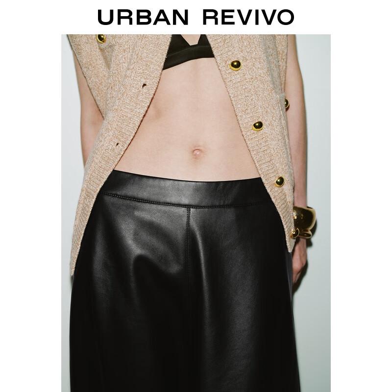 UR 2025 Herbst Damen Retro Chic PU A-Linien-Rock