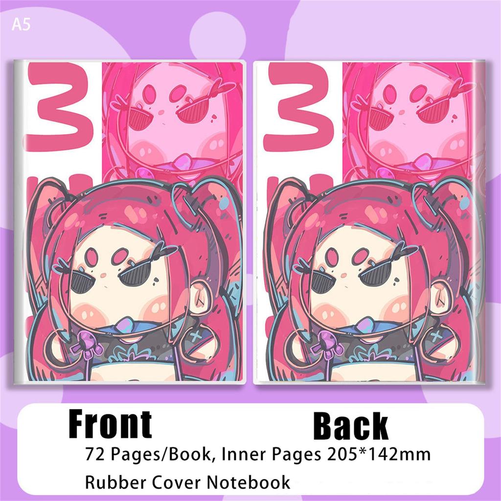 Double Sided Pattern Rubber Cover Notebook A5 Size 72 Sheets Notebook, Waterproof Diary Horizontal Lined Notebook