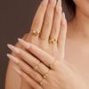 18K European & American Style Zircon Butterfly Stainless Steel Adjustable Women's Ring