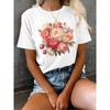 European Size European Size Graphic Print T-shirt, Short Sleeve Crew Neck Casual Top for Summer & Spring, Women's Clothing