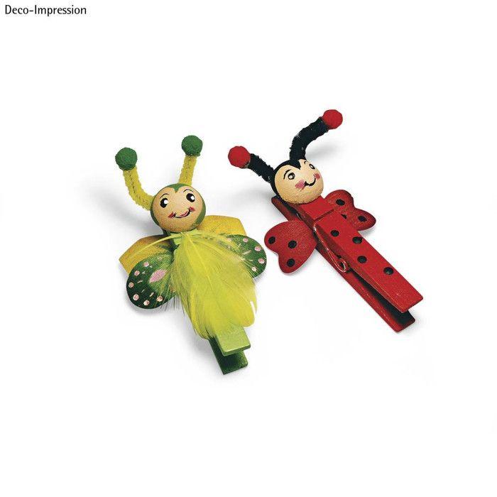 Mini Pinces à linge en bois 6 couleurs 7,2 cm 18 pièces