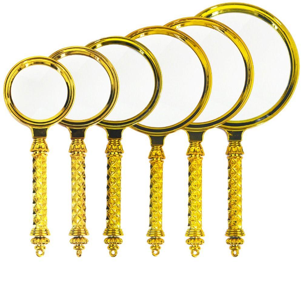 Gold Magnifying Glass Glass Lens Pocket Tool Retro Delicate Pattern Handle  Newspaper Reading