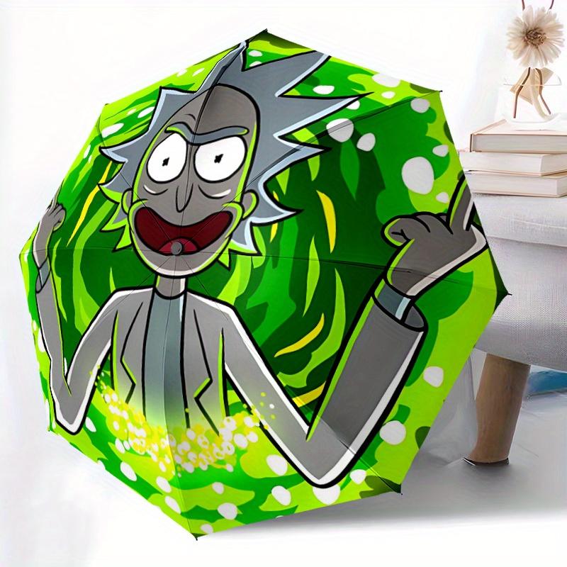 1pc Rick Sanchez, Portal Self-Folding Umbrella, 8-Bone Compact Travel Umbrella, Durable Plastic And Iron Frame121