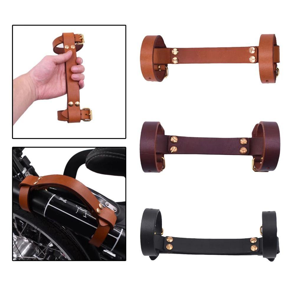 Comfortable Grip Bike Handle Strap Top Layer Leather Bike Carrying Lifter  For Cycling Accessories