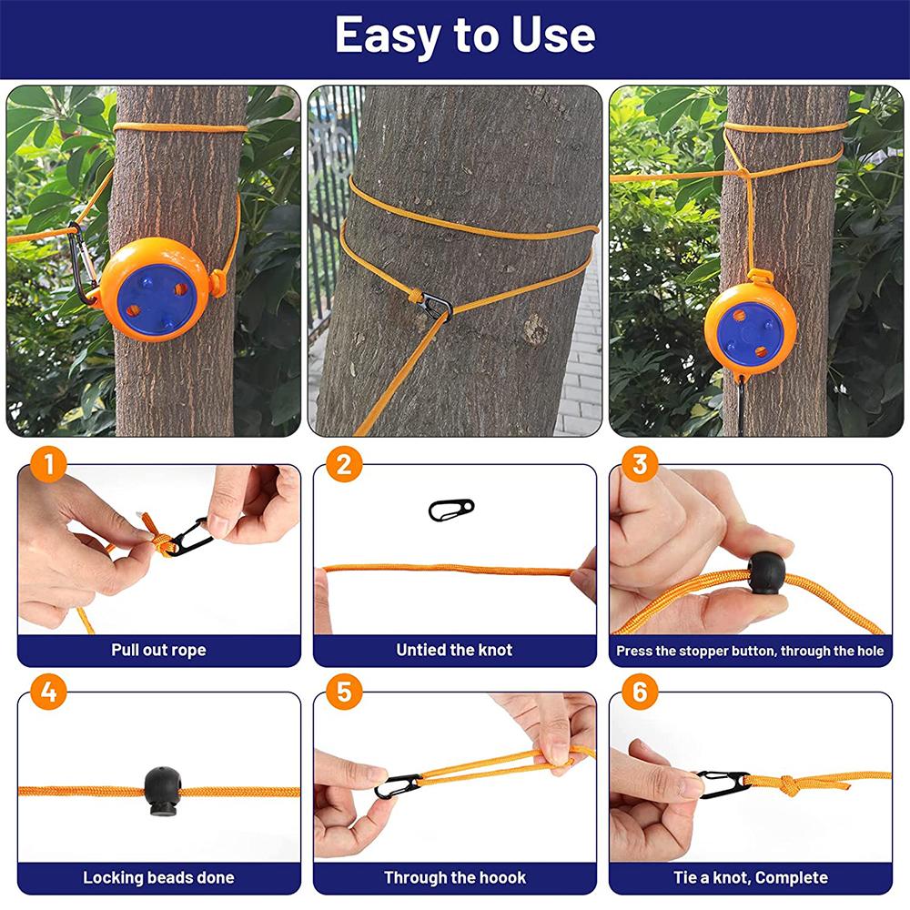 Adjustable 26Ft Portable Travel Clothesline Cord With 20 Clips,10 Fixed Buckles