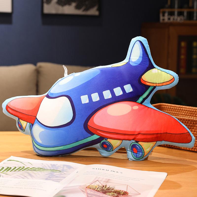 Leuk Pluche Cartoon Voertuig Kussen - Spannend Graafmachine, Auto & Vliegtuig Ontwerp voor Vroege Educatie van Kinderen