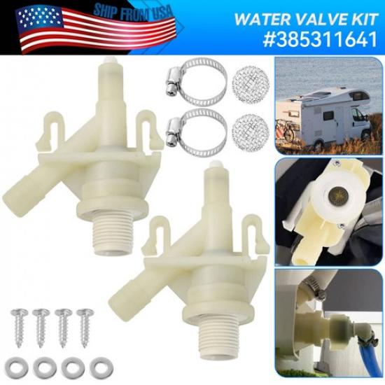 Plastic Water Valve Kit For Dometic 300 310 320 Series RV Toilet Repair Flush X2