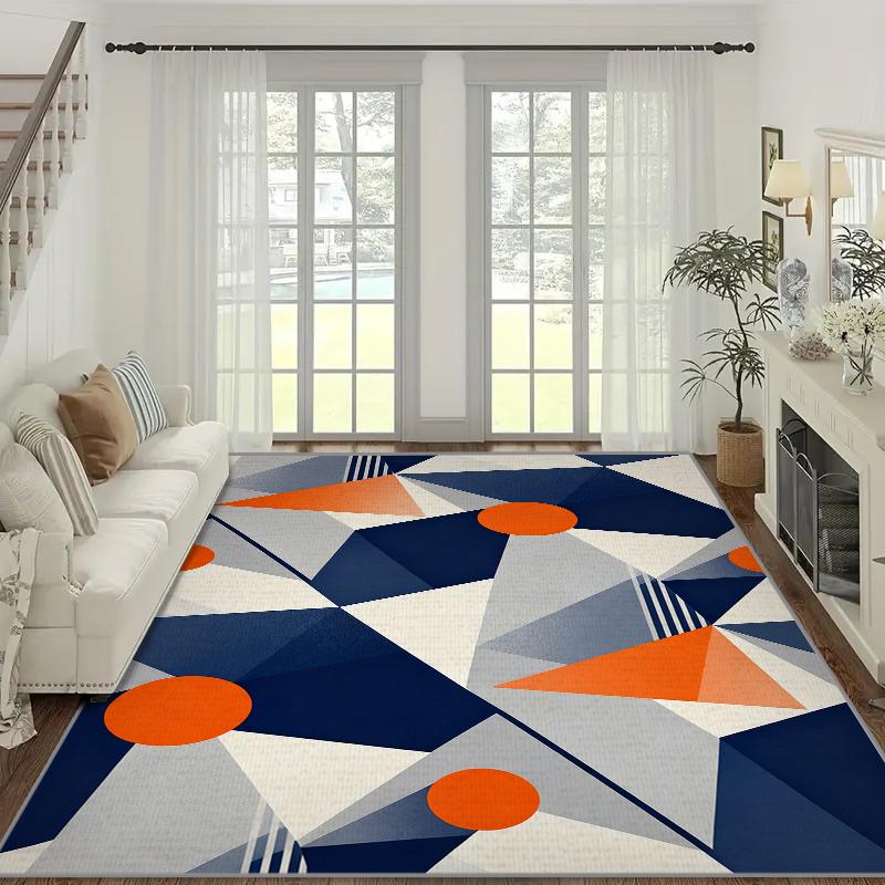 VIKAMA Abstract Geometric Crystal Flocking Bedside Carpets for Living Room Sofa Doormat Tables Mat Kitchen Non-slip Floor Rug