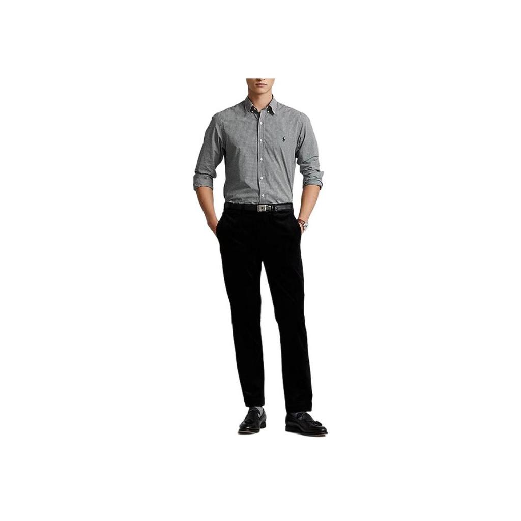 Polo Ralph Lauren Plaid Button-Up Long Sleeve Loose Shirt Men Shirts Black 710928252-003