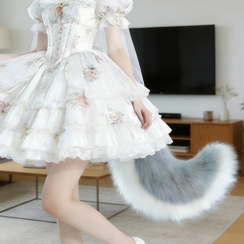 Fuchsschwanz, Kunstpelz Wolf Füchse Katzen Schwanz Kostüm Halloween Cosplay Kostüm Verstellbar Pelzig Fuchsschwanz Erwachsene Kinder
