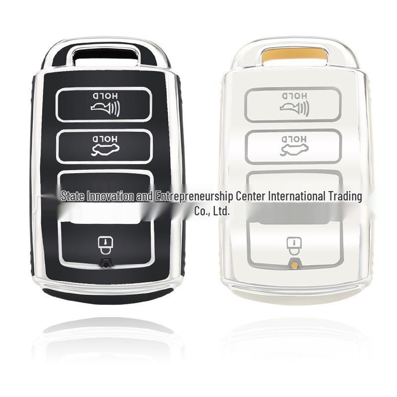 

Kia & Hyundai Key Cover: Silver Edge TPU Case for Sportage, Sorento, K9 Glacier White [Single Shell]